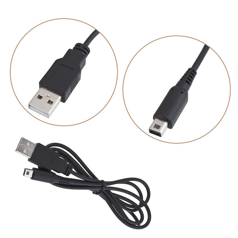 Zwarte 1.2m usb-oplader voor nintendo 3ds dsi en ndsi xl