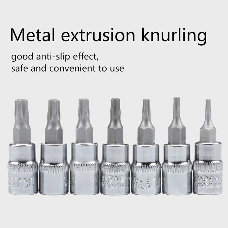 Socket Set,Hexagon Socket Bolt Set,Steel Bit Socket Tool Kit,13-Piece Torx Bit Socket Set T8-T70