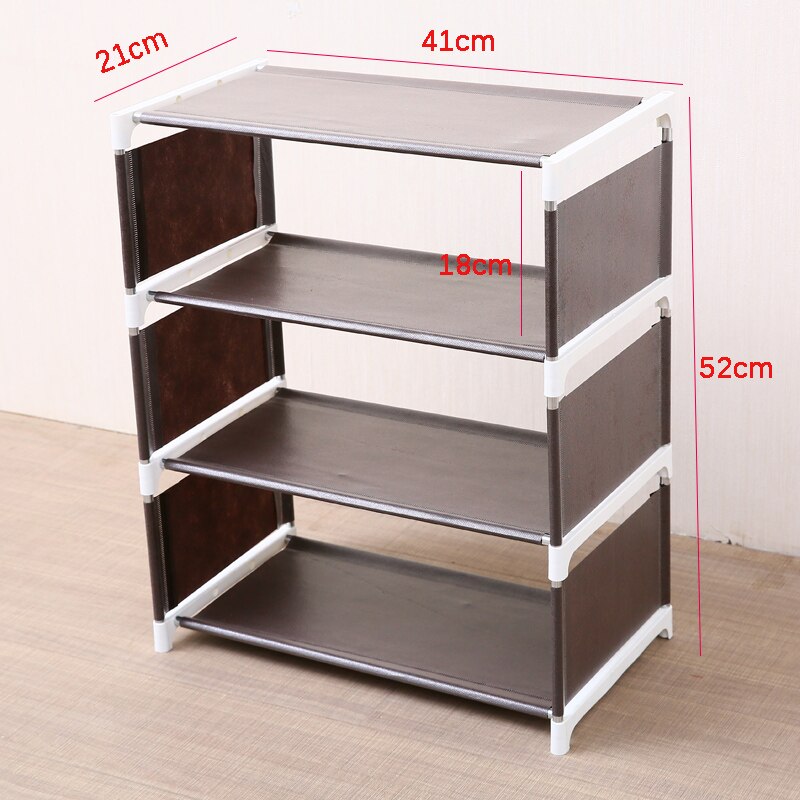 3-5 lag sko rack arrangør stativ rack stue stof støvtæt kabinet arrangør holder diy foldbar stativ sko hylde: 4 lag brun