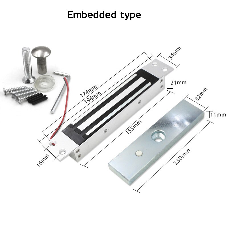 12V 180kg Home Electromagnetic lock Access control door lock magnetic elecronic lock 350Lbs ZL Bracket Office/Garage Hidden lock