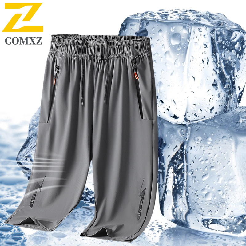 Sommer afslappede shorts herre størrelse s 8xl afslappet issilke stretch behagelig capribukser herre gym jogging snøre joggingbukser