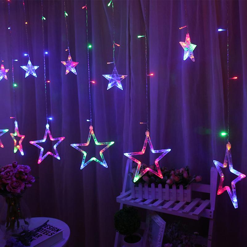 2.5m LED Star String Lights Gordijn Twinkle Verlichting Voor Home Party Bruiloft Verjaardag Kerst Decor Plug Operated Kerstverlichting