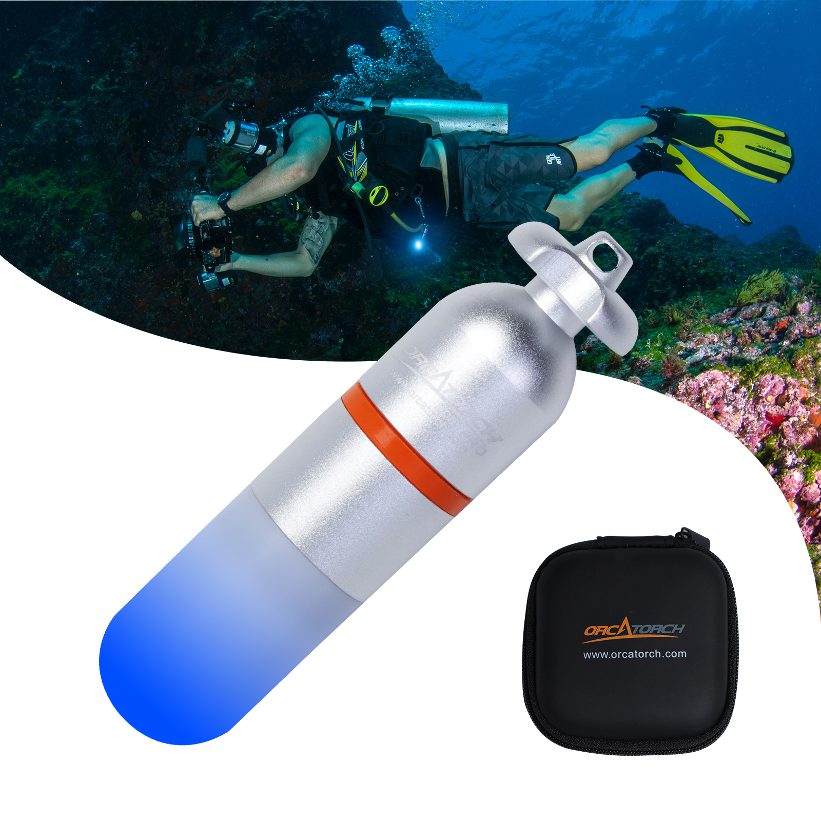 ORCATORCH SD01 PRO buceo estroboscópico baliza Mini tanque brillante luz de señal de buceo linterna subacuática luces intermitentes nocturnas: Azul
