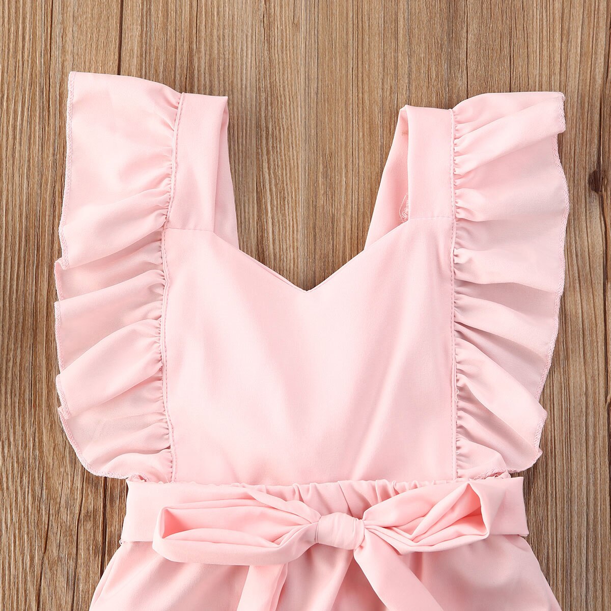 0-24M Newborn Baby Kids Girls Boys Rompers Pink Solid Ruffles Short Sleeve Lovely Jumpsuits Outfits