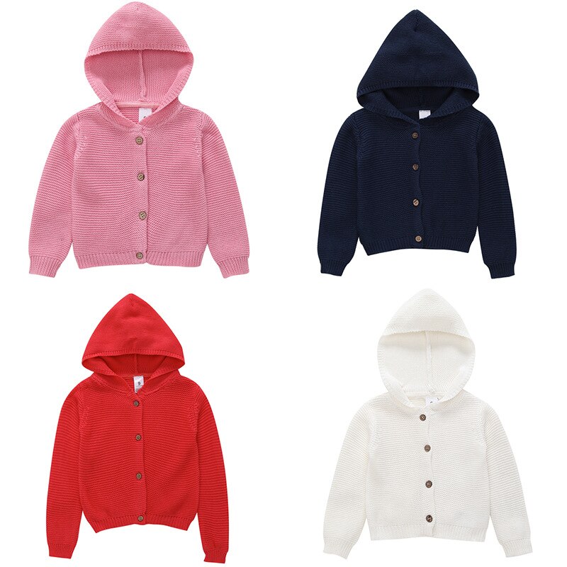 Ropa de bebé de primavera y otoño nueva ropa de color sólido cardigan para niña bebé niñas suéter de punto de niño niña ropa