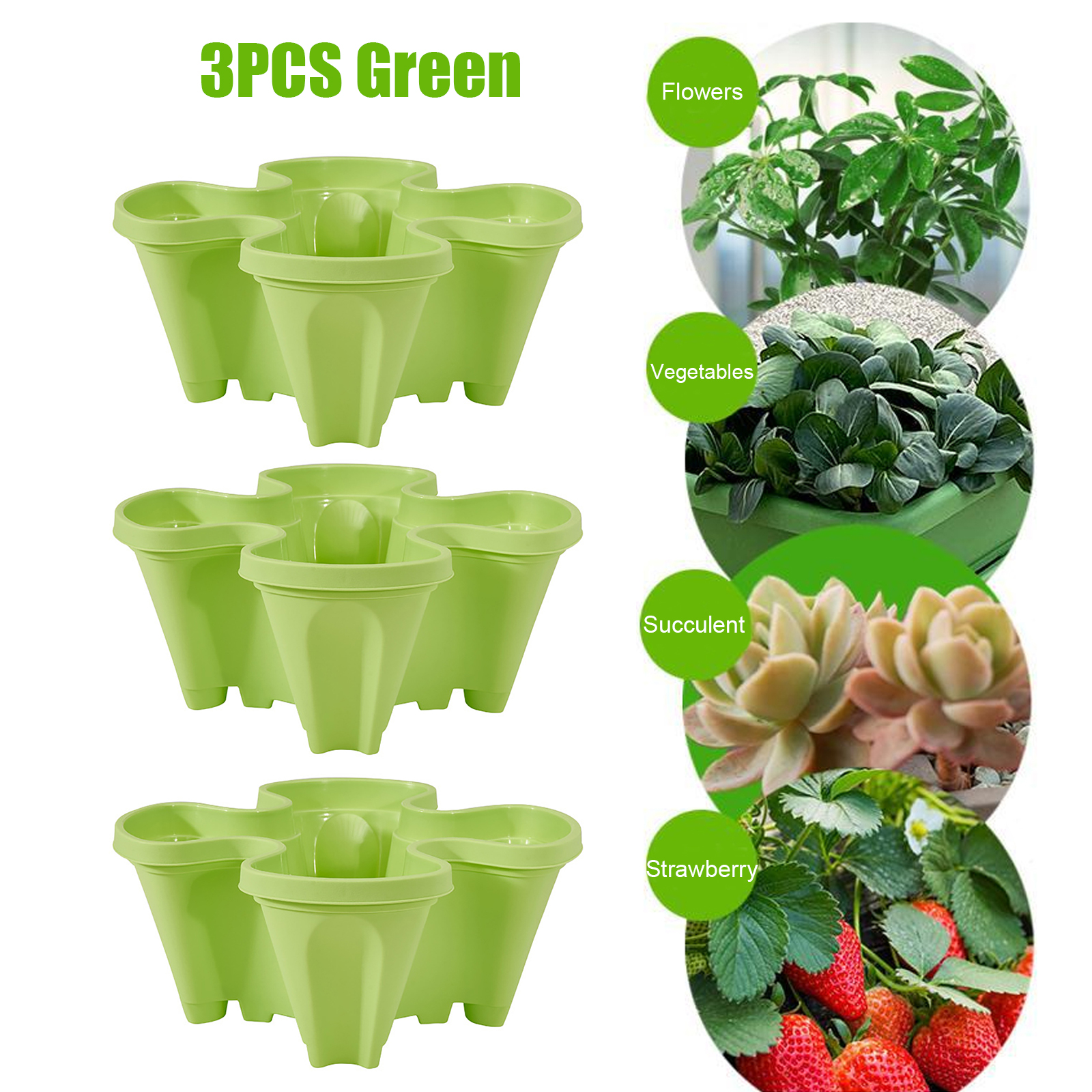 1/2/3/4/5pcs Plastic Stackable Vertical Flower Plant Pot Seedling Holder Garden Planter Decor Planting Pots Can Be Stacked Pots: 3pcs Green Pots