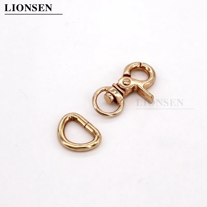 Lionsen 8Sets Metalen Trigger Sluitingen Clips Snap Gesp Haak D Ring Voor Sleutelhanger Diy Tas Sleutelhanger Handtas Hardware accessoires: Licht Goud