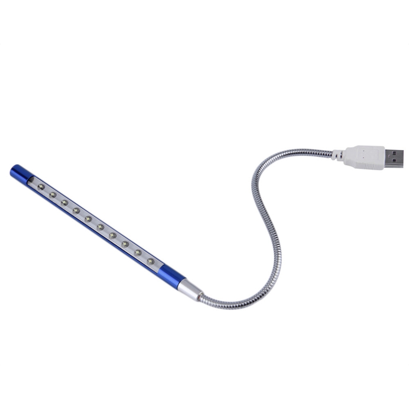 10 LED USB Keyboard Light Night Flexible Lamp for Reading Notebook Laptop: Blue