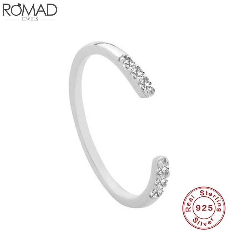 925 anillos de plata esterlina de compromiso para mujer, anillo de boda ajustable, anillo de oro rosa, anillo de compromiso para chica, anillos delicados R5: shape 2