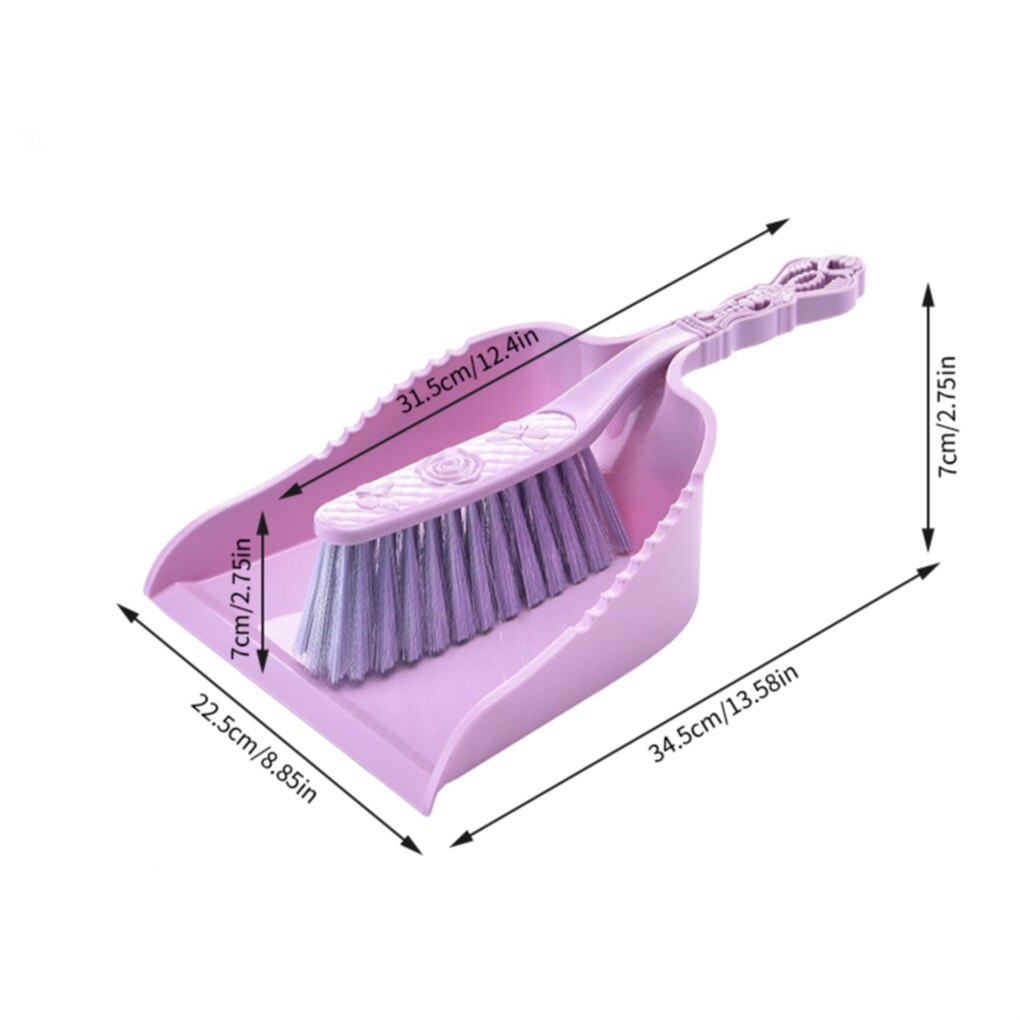 Broom Dustpan Set Mini Portable Plastic Dust Pan Brush for Desktop Keyboard Table Desk Mini Cleaning Tools: Purple