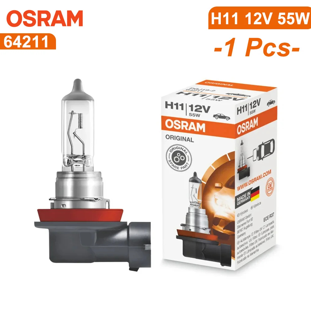 OSRAM Original H11 12V 55W 64211 PGJ19-2 ligne voiture halogène phare Auto ampoule 3200K lampe Standard OEM fabriqué en allemagne: Blue