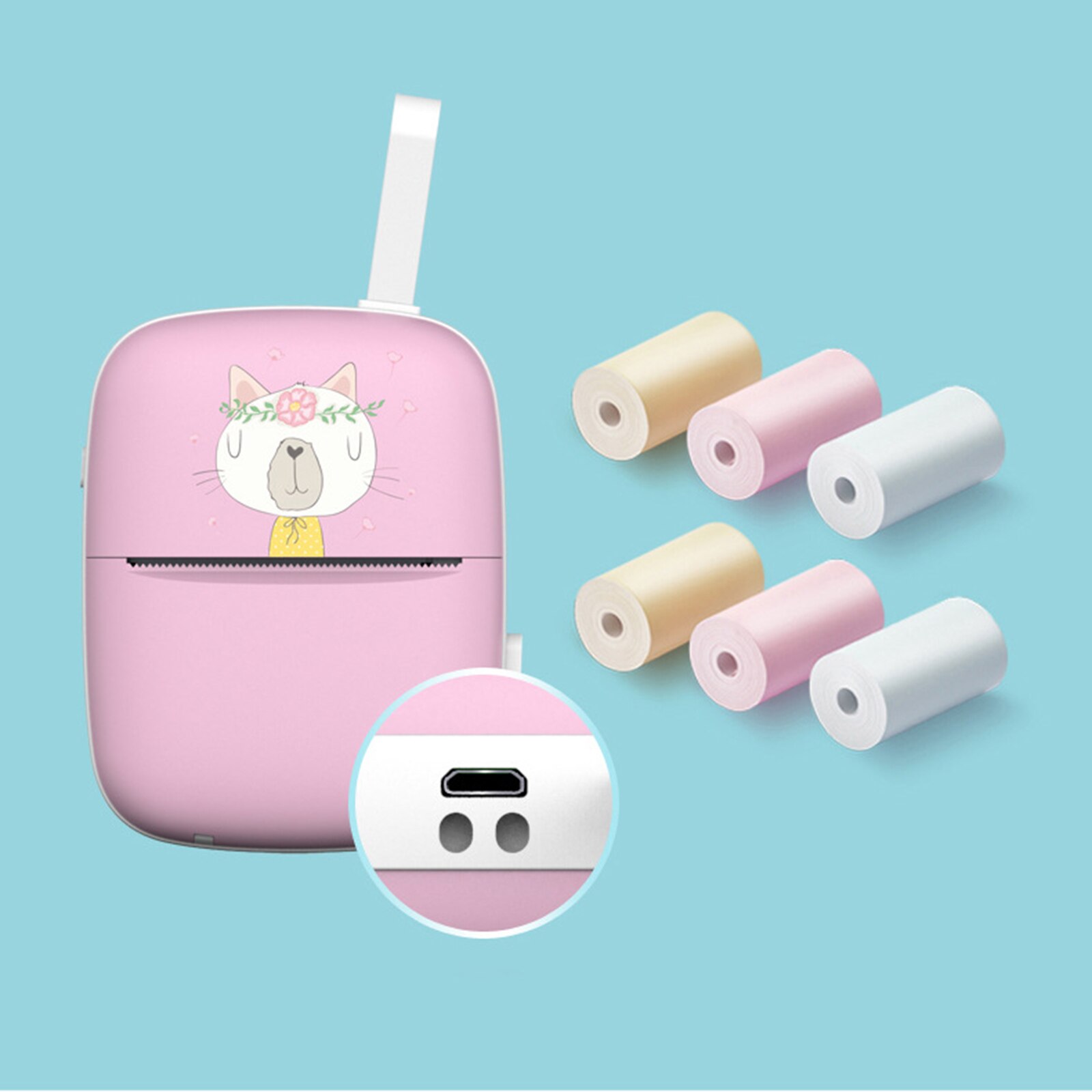 Pocket Wireless Thermal Printer Portable Wireless Inkless Pocket Printer with Thermal Paper for Students Workers Travelers