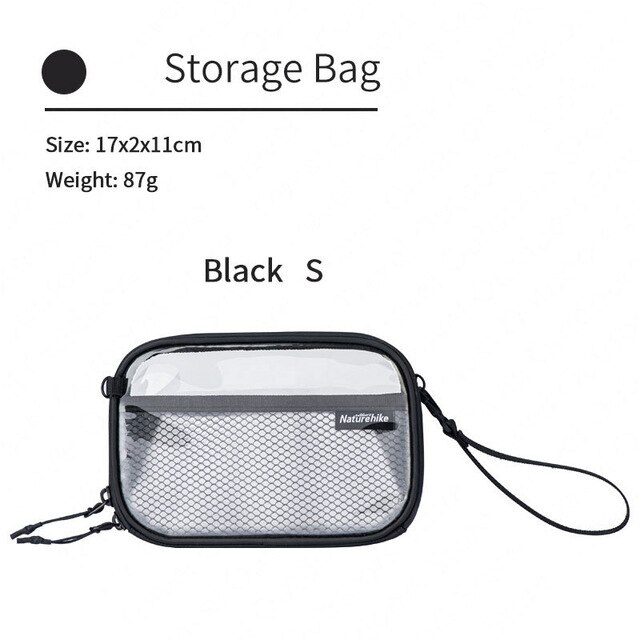Naturehike Waterproof Wash Bag Portable Outdoor Travel Cosmetic Bag Transparent Toiletries Organizer Bag Wash Storage Bag: Black S