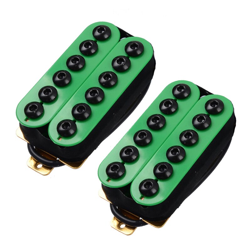Adjustable Metal Double Coil Electric Guitar Pickups Humbucker Punk Green: Neck and Bridge
