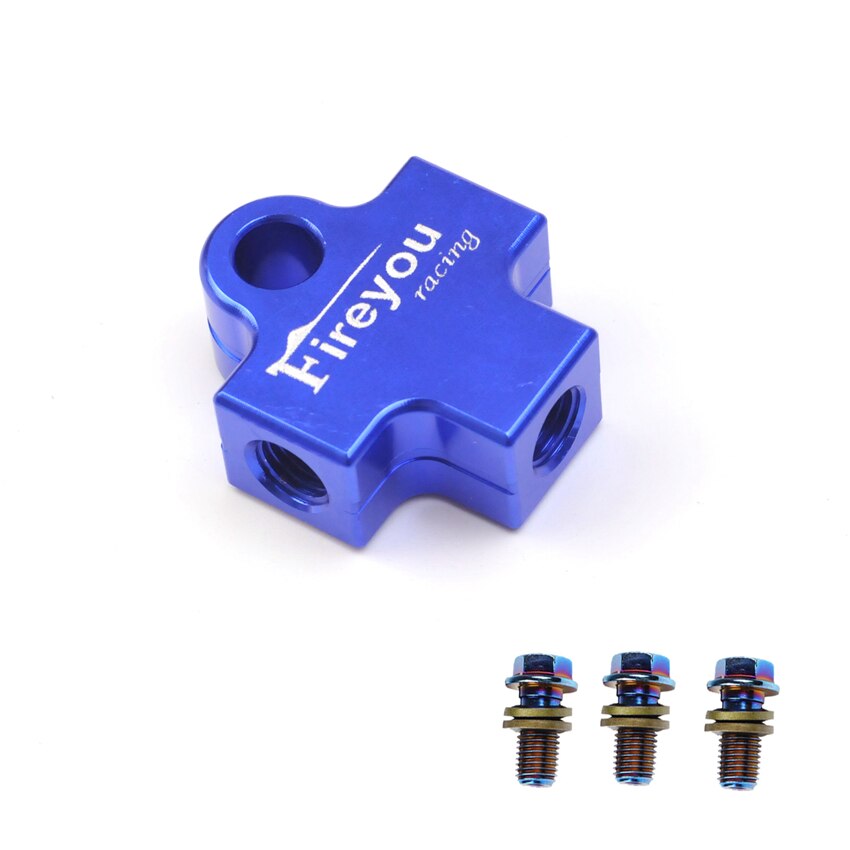 Hydraulisk bremseslange tilslutning adapter tee kobling til motorcykel dirt pit cykel atv bremsesystem slange forbindelse olie link: Blå