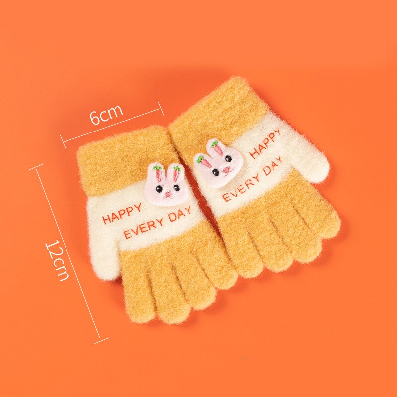 Wecute 12*6Cm Kind Winter Warm Handschoenen Voor Jongens Meisjes Kleuterschool Vijf-Vinger Handschoenen Gebreide Jacquard Leuke cartoon Zachte Kawai