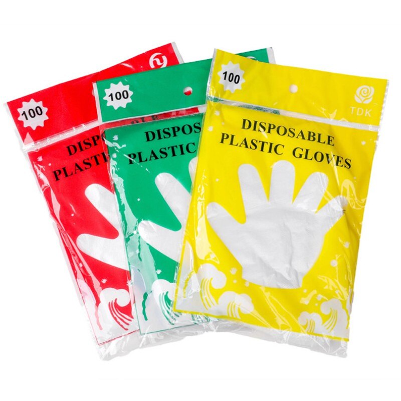 100 stuks wegwerphandschoenen pe transparante eenmalige handschoenen plastic restaurant bbq doorzichtige handschoenen handschoenen keuken anti-stof gereedschap: Default Title