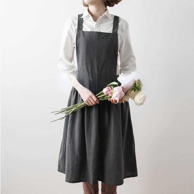 Combinaison tablier en coton et chanvre, nouvelle coréenne, vêtements de travail pour fleuriste de cuisine, mignon,