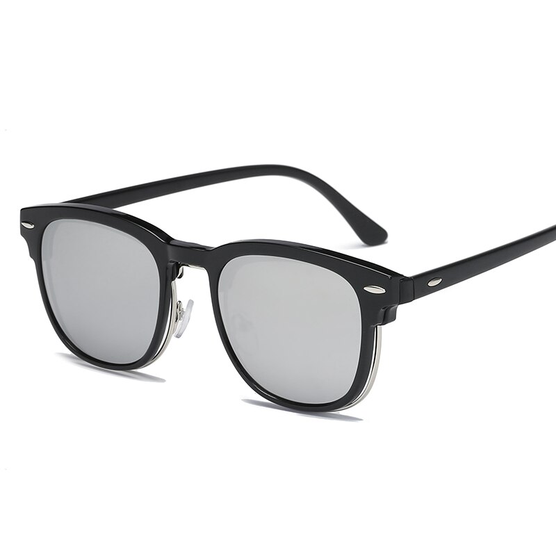 Clip on Sunglasses clip on glasses half frame Men Women mirror clip Sun Glasses Night Vision Driving sunglasses for men: C4