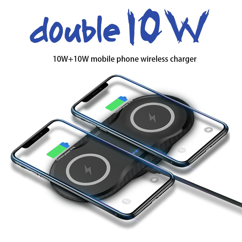 FDGAO 20W Veloce Qi Caricabatterie Senza Fili per Samsung S10 S20 doppio 10W Seggiolino Presto Stazione di Ricarica per iPhone 11 pro XR XS Airpods pro