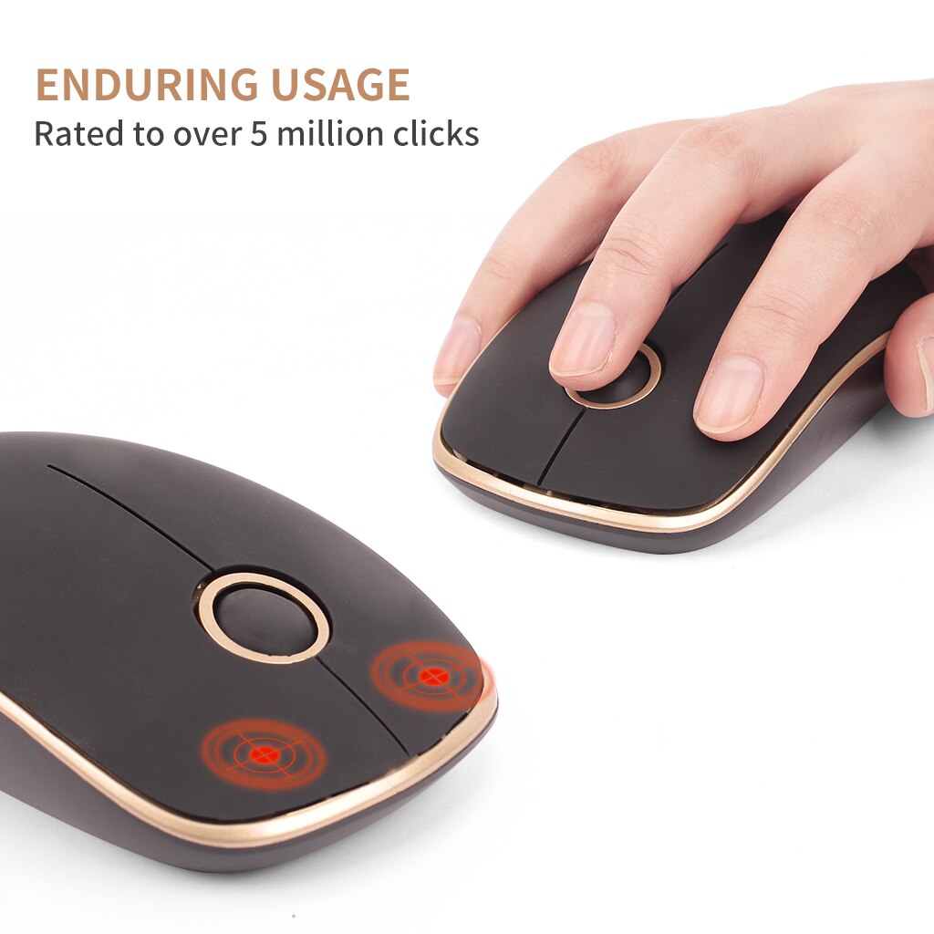 2.4g computer draadloze muis goud zwart ronde wiel stille draadloze muis eenvoudige en modieuze kantoor muis voor pc laptop