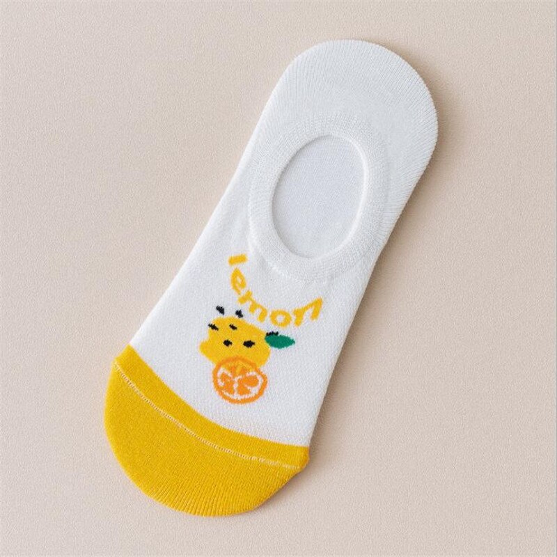 Novedad en calcetines cortos estampados de fresa y plátano para mujer, calcetines de frutas Kawaii, zapatillas medias invisibles de algodón para mujer, calcetines cortos: 15