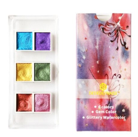 Aquarel Verf Set Professionele Effen Aquarel Verf Set Gouache Aquarel Kit Met Water Borstel Pen Potloden Pouch: 6 colorful colors