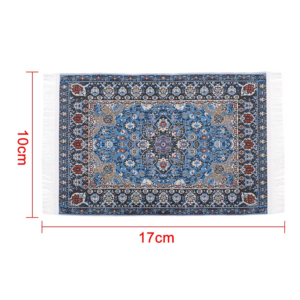 1:12 Poppenhuis Tapijt Turkse Stijl Bloemen Mat Spelen Huis Decor Vloerbedekking Miniatuur Weven Tapijt Kinderen Speelgoed Accessoires