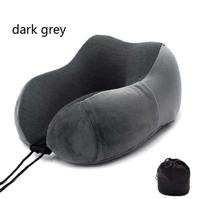 U Shaped Memory Foam Space Travel Neck Pillows Soft Slow Rebound Pillow Solid Neck Cervical Healthcare Bedding Wedge Pillow: dark grey