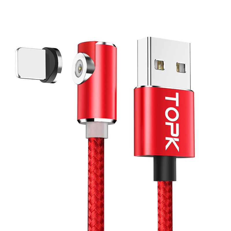 Topk AM51 Magnetische Usb-kabel Voor Iphone Charger Micro Usb Type C Voor Samsung Galaxy S9 S8 Plus Note Usb C Lader Kabel: Red / 8-Pin