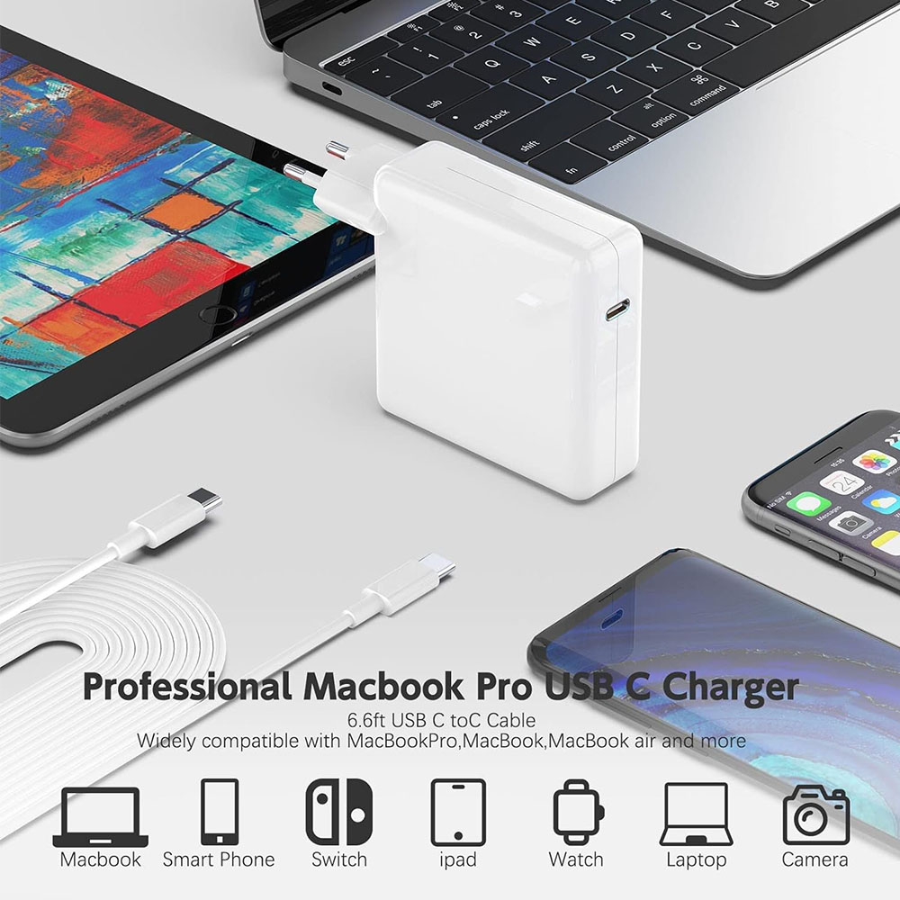 30W 61W 96W 118W USB C Ladegerät Netzteil für MacBook Pro 16, 15, 13 Zoll, Air 13 Zoll Funktioniert mit Typ C PD