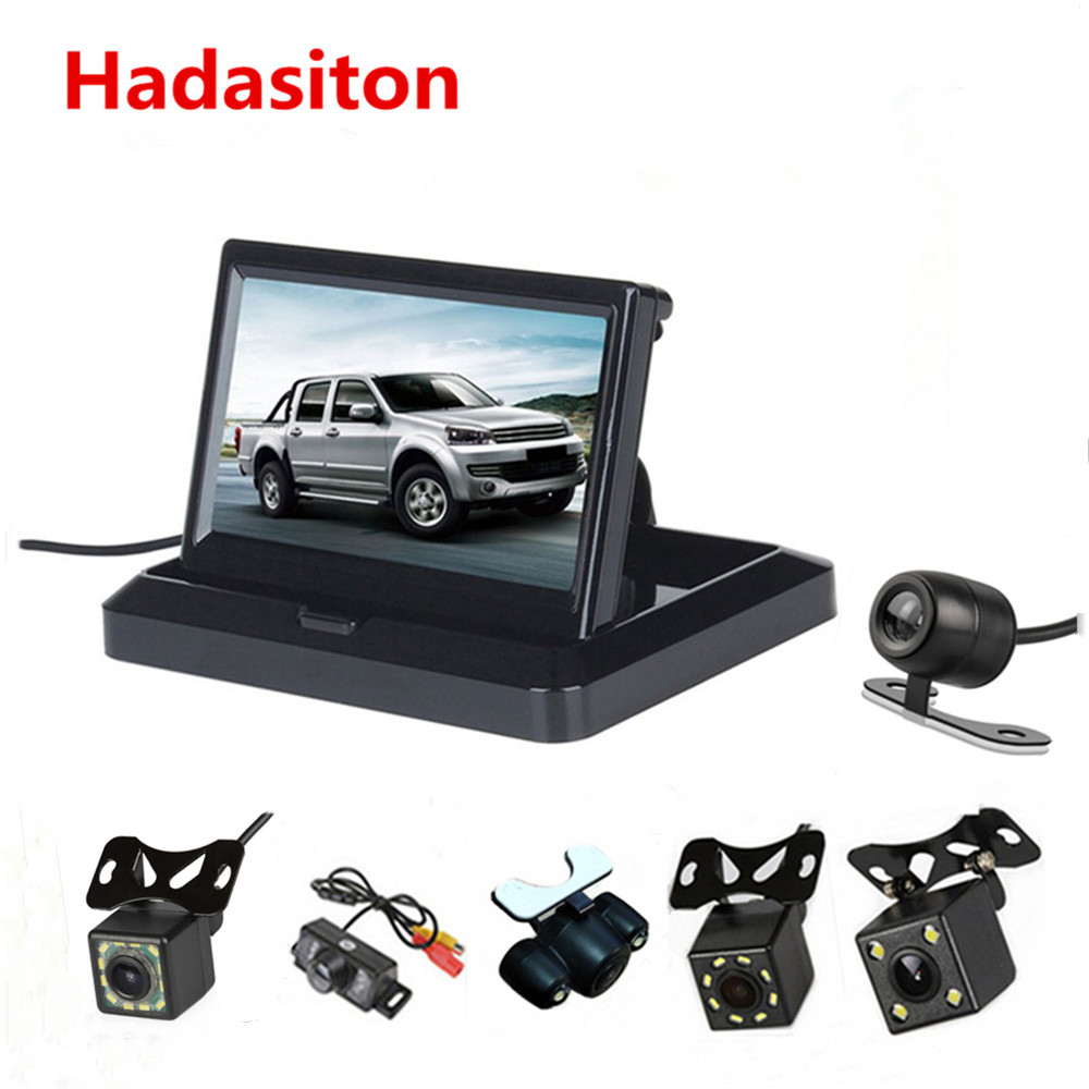5 &quot;TFT LCD HD800 * 480 Scherm Auto monitor Achteruitrijcamera parking monitor Opvouwbaar + Bedrade of Draadloze Achteruitrijcamera camera Optionele