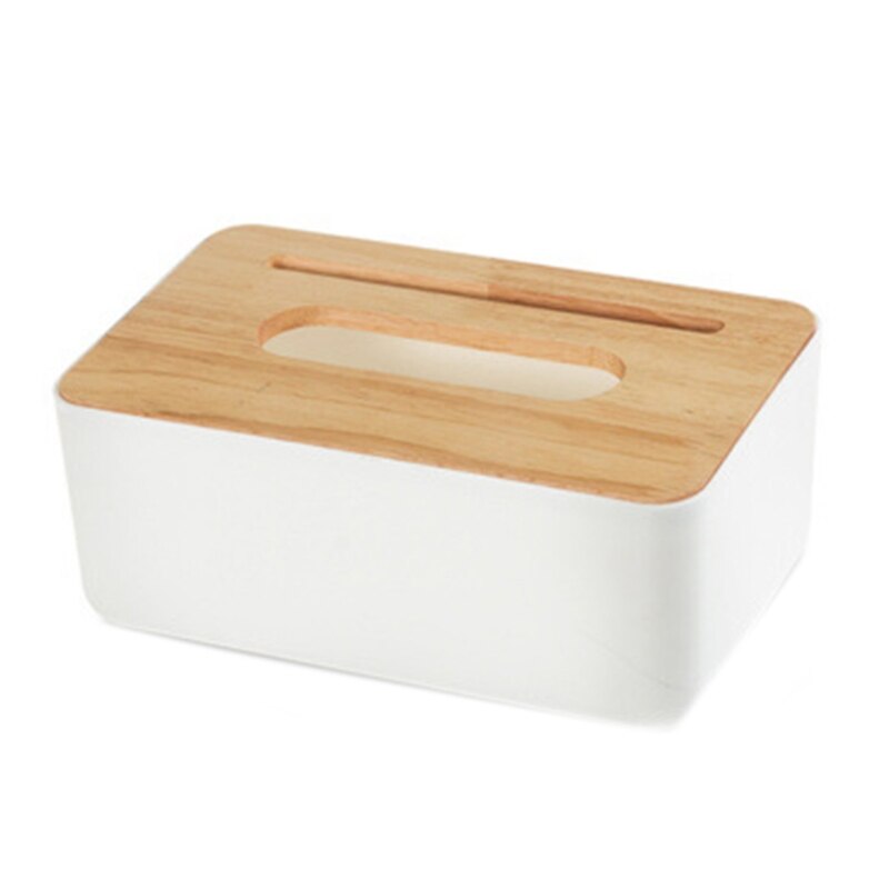 Oak Tissue Box Tissues Storage Container Mobile Phone Holder: White