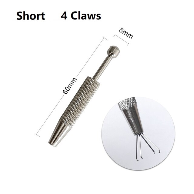 1pc Metal 4 Prongs Bead Holder Jewelry Bead Grasping Pick Up Tool Silver 11/6cm Portable Grabber For Diamond Stones Ball Tweezer: short