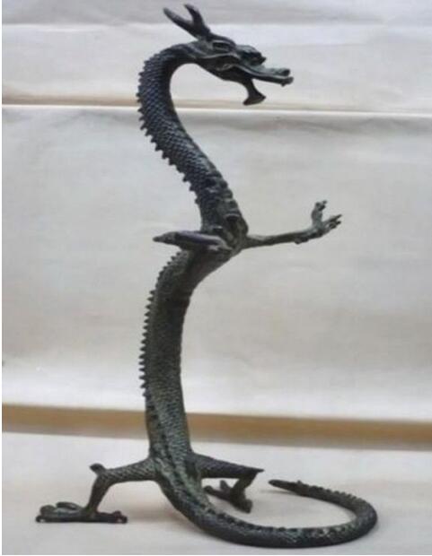 Koperen Standbeeld Chinese Kenmerken Prachtige Handgemaakte Bronzen Draak Standbeeld