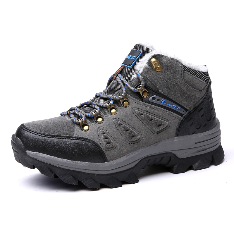 Winter draussen Turnschuhe Männer Wanderschuhe Klettern Berg Verfolgung Wandern Schuhe Männer Schnee Stiefel Pelz Warme Männer Wandern Stiefel: Himmel Blau / 45