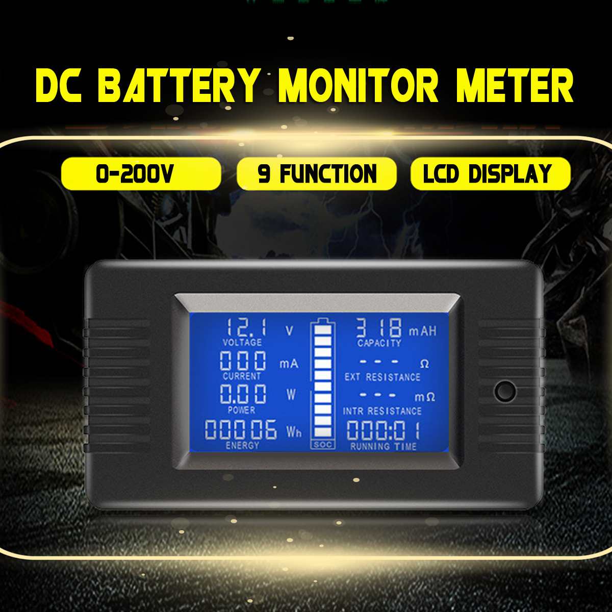 ZEAST DC Multifunction Battery Monitor Meter 50A/200A/300A LCD Display Digital Current Multimeter Voltmeter Ammeter