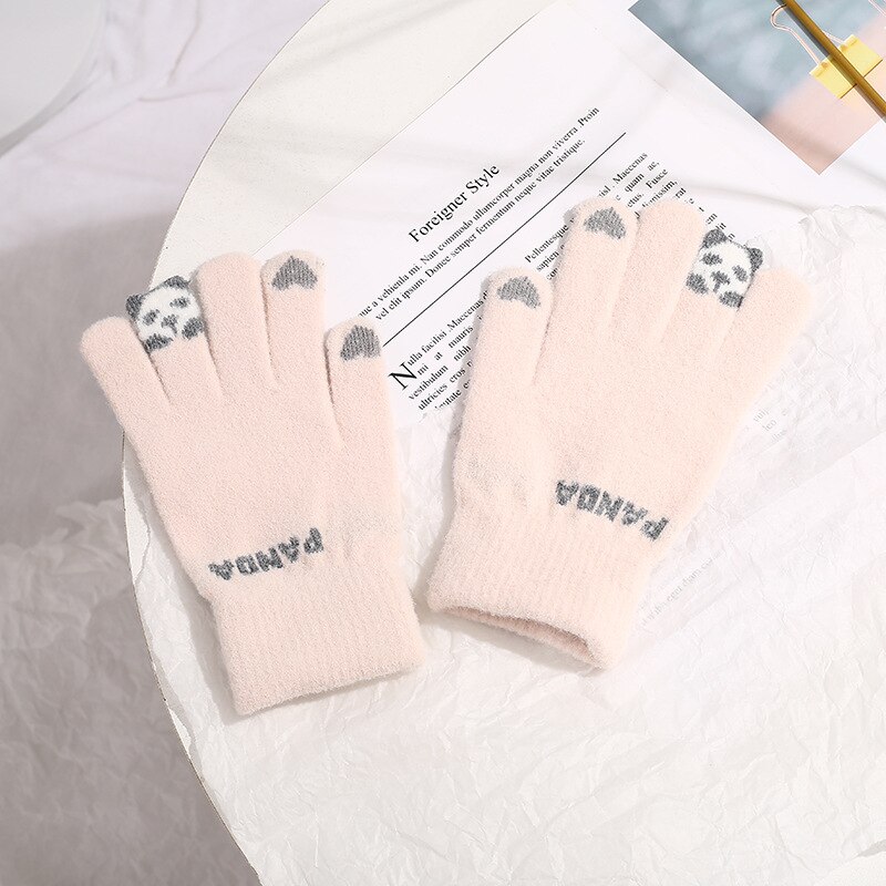 Gants d&#39;hiver pour femmes, avec Panda de dessin animé, en velours, pour garder au et au froid, pour le cyclisme en plein air, le ski, coupe-vent: Khaki