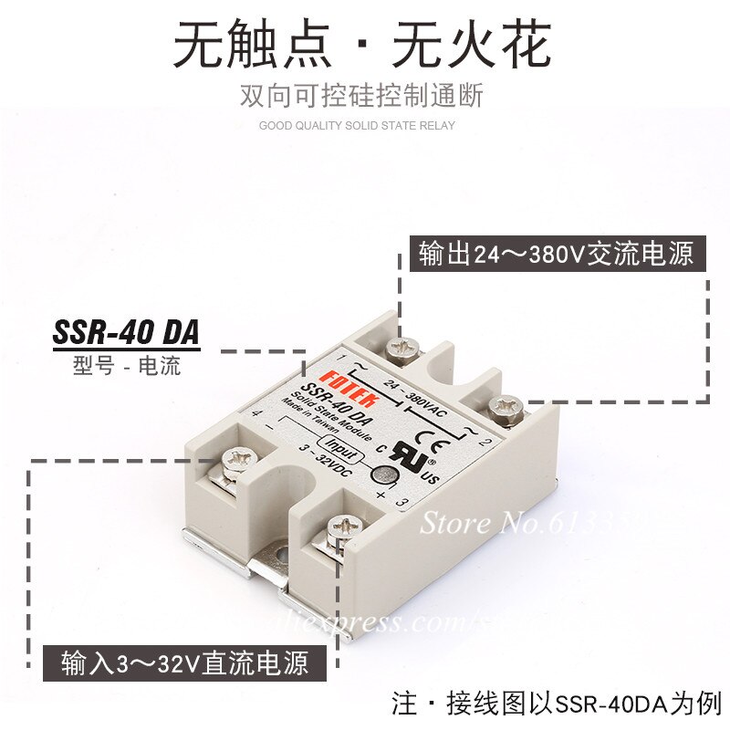 10 stks SSR-25DA FOTEK Eenfase Solid State Relais 25A 220 V 380 V DC controle AC SSR25DA