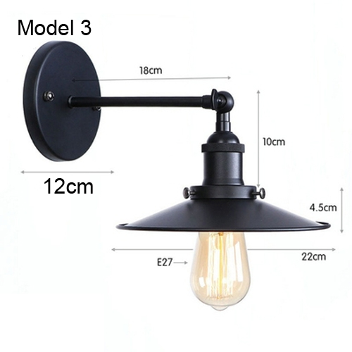 årgang vegglampe jern svart lampeskjerm  e27 ledet-pærer til stue arbeidsrom/soverom/nattbord dårlig innendørs vegglampe retro: 0-5w / Grønn
