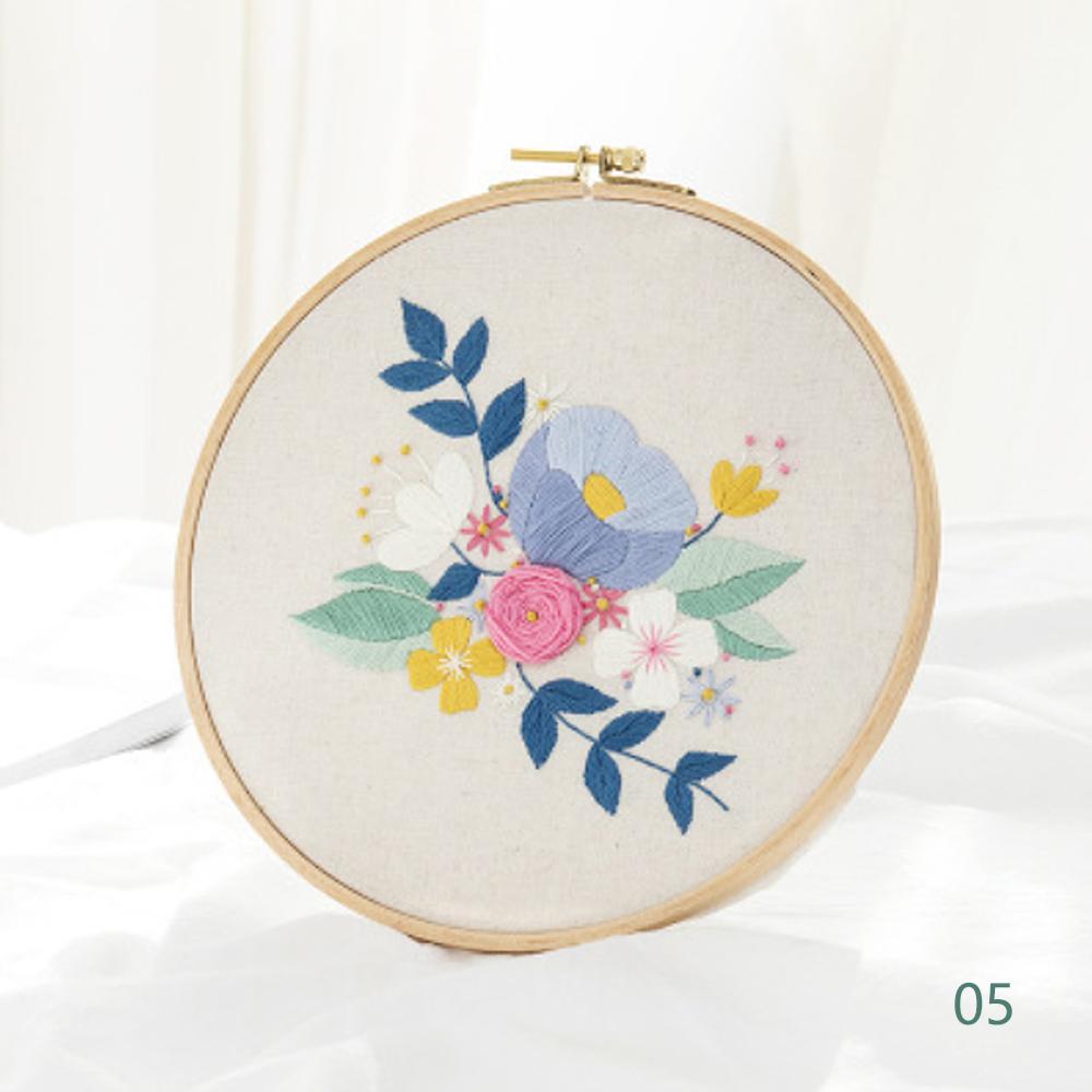 Cute Green Hands DIY Handcraft Beginners Embroidery Kit Needlework Stitch Kit Cotton Painting Embroidery With Hoop Home Decor: 05
