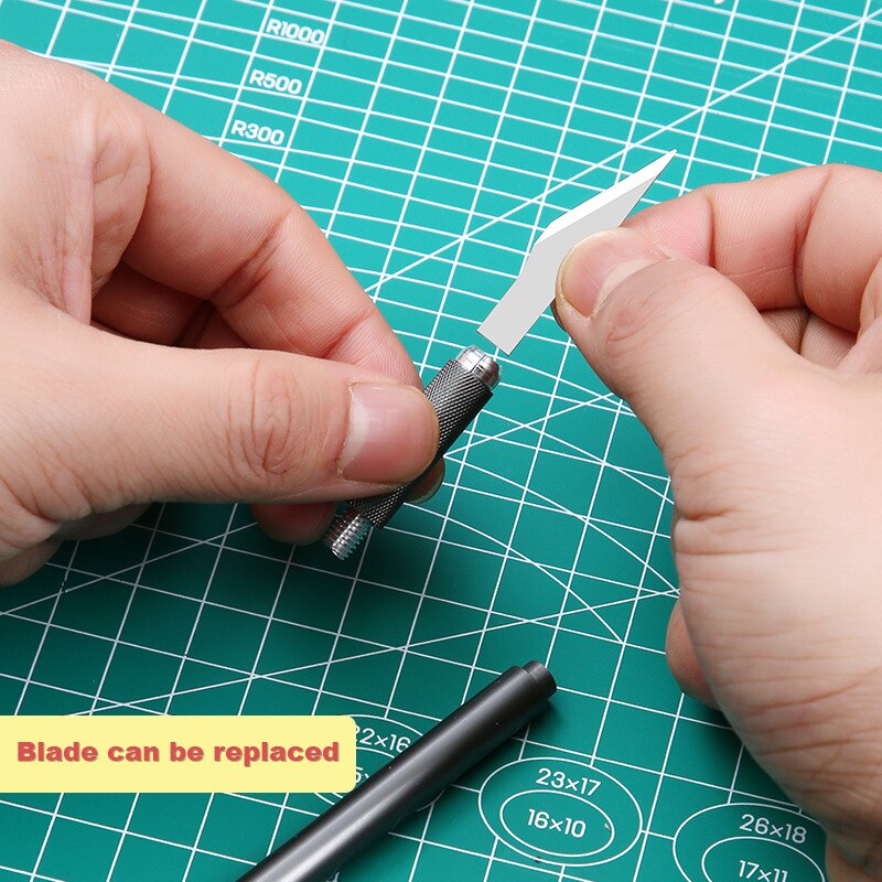 Deli Magnetic Metal Utility Knife Art Carving Knives нож with Blades Ruler Cutting Mat Pad Unboxing Cutter for Office Supplies