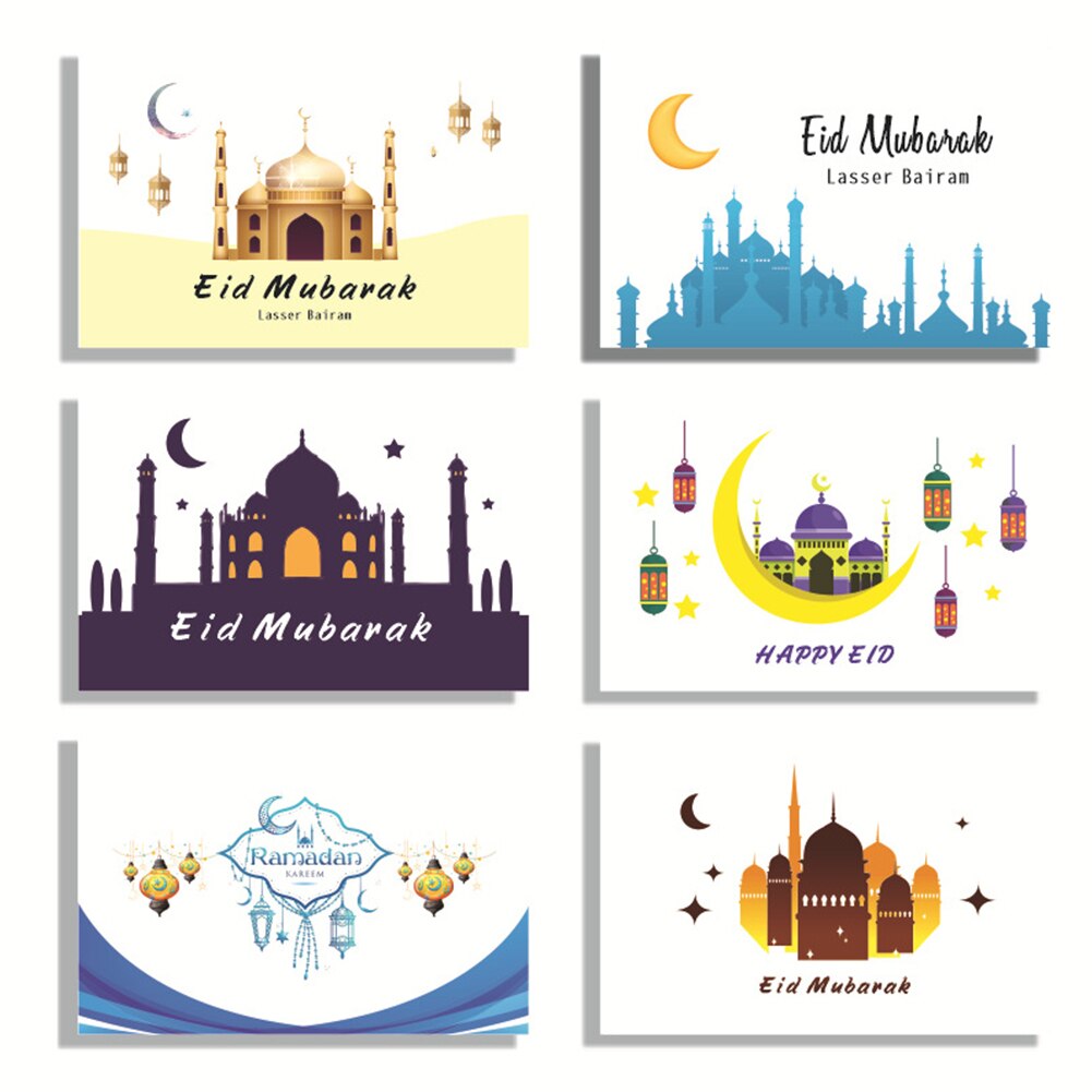 Ensemble de cartes de vœux pour l&#39;aïd al-fitr, carte postale d&#39;anniversaire, de fête, décor de Ramadan, du Ramadan, 6 pièces
