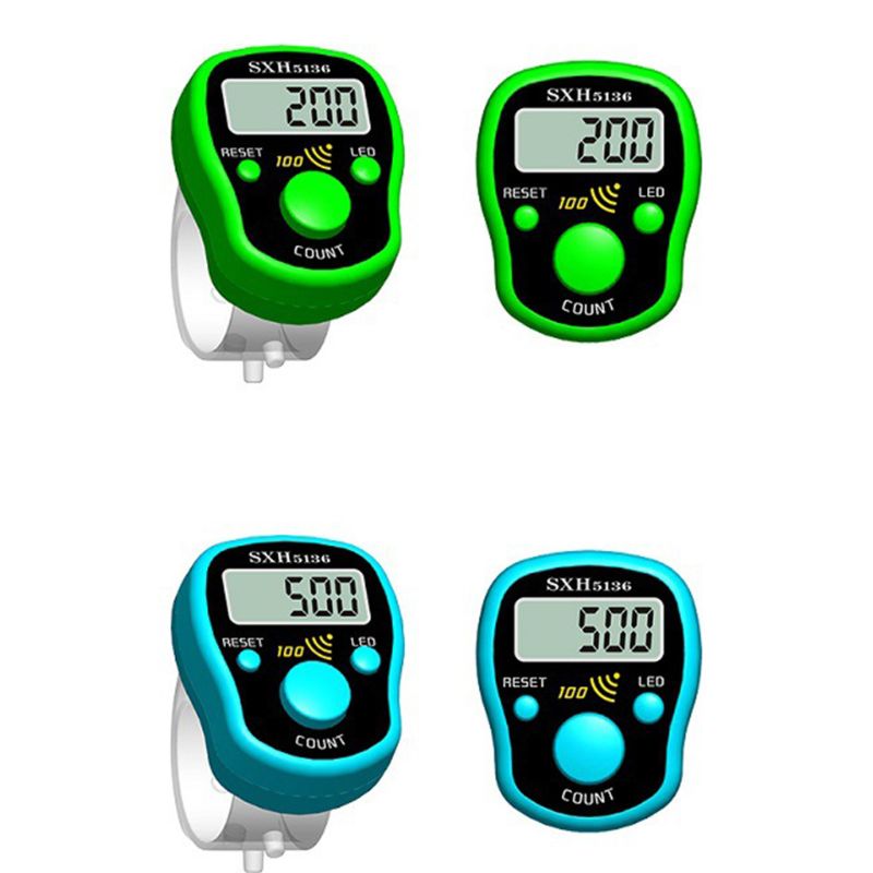 LCD Magic Stitch Marker Row Finger Counter with LED Light for Buddha Pray Sewing Knitting Weave Tool