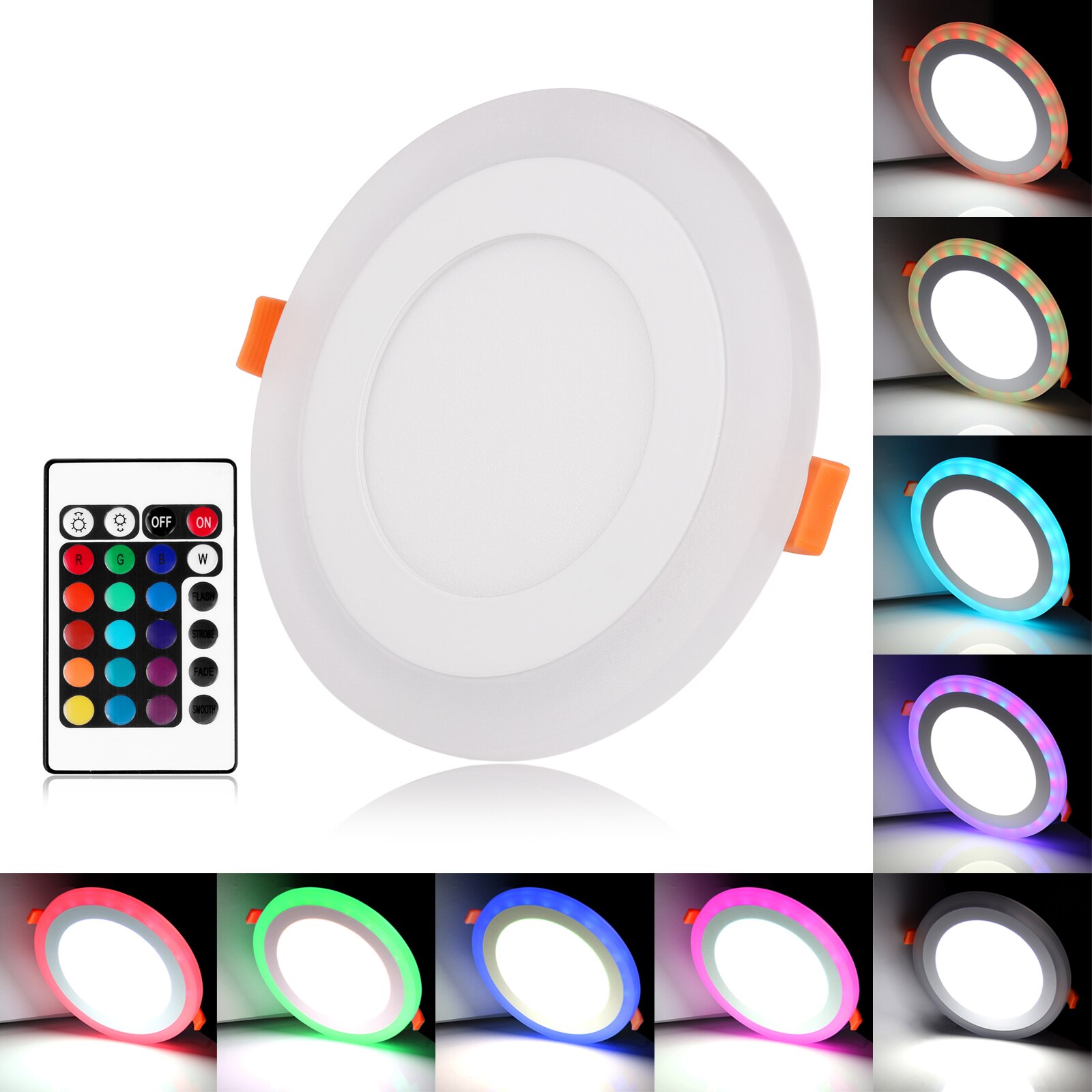 Ultra Slim Round Concealed Dual Color LED Panel Light Cool White Lamp Downlight AC100-265V