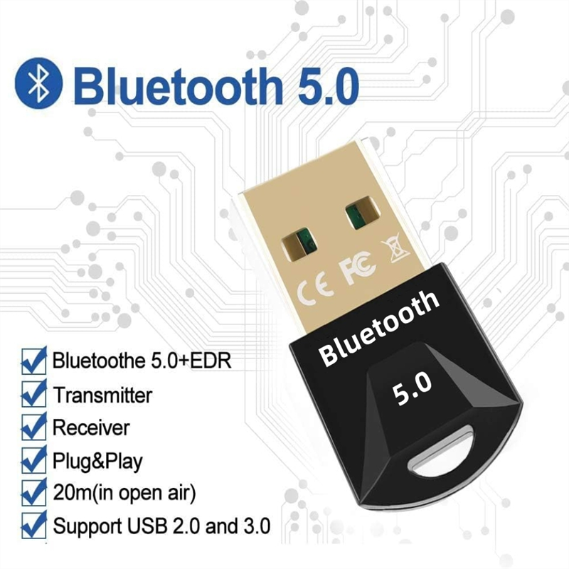 Adapter USB Bluetooth 5.0 Dongle Bezprzewodowy nadajnik-odbiornik Bluetooth do komputera PC Laptop Komputer stacjonarny Stereofoniczna klawiatura muzyczna