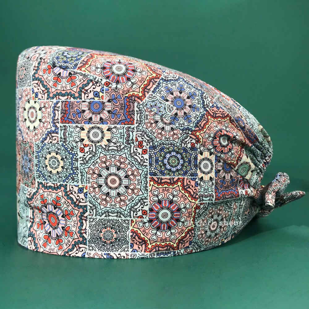 Ziekenhuis Scrubs Vrouwen Hoeden Pet Grooming Chirurgische Hoeden Tand Schoonheid Verpleging Hoed Multicolor Caps Met Zweet-Absorberende: 22180