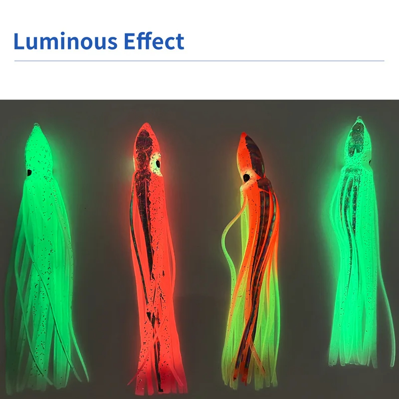 8/10/12cm saias de lula macia luminosa pesca no mar polvo fakebait atum isca de pesca biônico lula isca barco equipamento de pesca