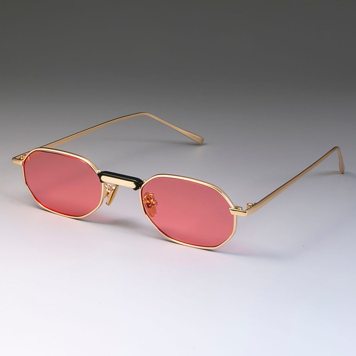 Steam punk solbriller metal små mænd kvinder nuancer  uv400 vintage briller 49011: Guld pink rød