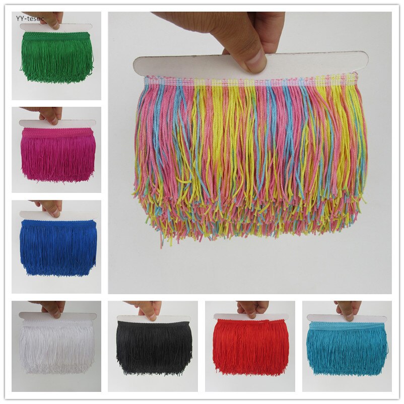 YY-tesco 10 Yard 10CM Long Lace Fringe Trim Tassel Fringe Trimming For Diy Latin Dress Stage Clothes Accessories Lace Ribbon